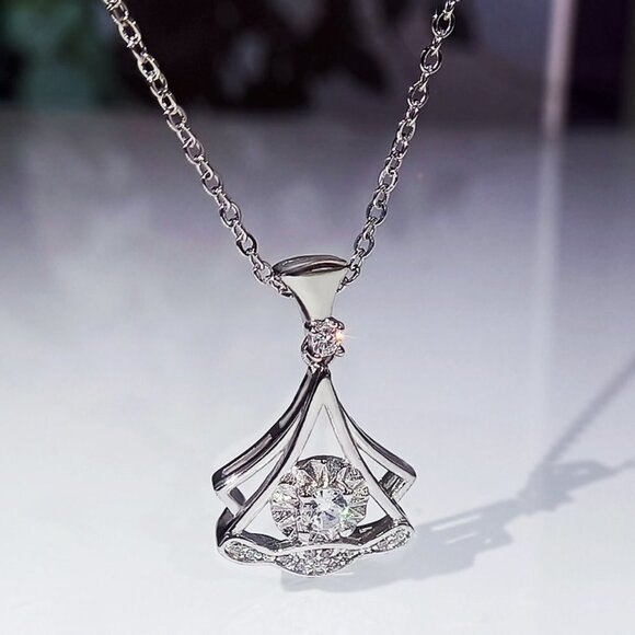 💞 Shiny Unique Shape 925 Silver Plated Necklace for Women, MARR9002 - Picture 1 of 4